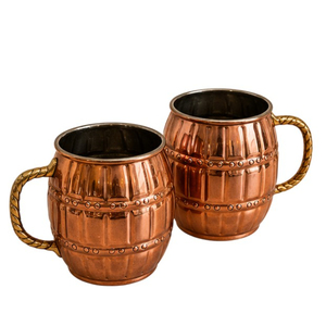 Tazas Moscow Mule de Cobre Puro con Asa de Latón Trenzado, Vasos Premium Martillados para Cerveza y Cócteles para Bar en Casa - Product Image 1
