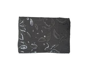 Tissu extensible noir le plus vendu en jersey brodé de sequins, motif floral vigne avec travail de fil et sequins scintillants, pour confection de robes - Product Image 5