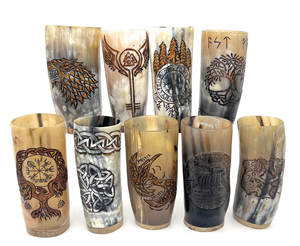 Jarra Vikinga Ecológica al por Mayor, Hecha a Mano con Cuerno de Búfalo, Vaso para Cerveza - Product Image 1