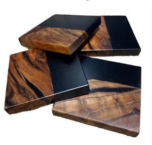 Juego de posavasos cuadrados y redondos de resina epoxi hechos a mano de lujo con soporte, al mejor precio y excelente calidad. - Product Image 1