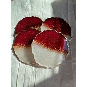 Ensemble de sous-verres en résine écologiques faits à la main pour table à thé/à café - Luxe et qualité export - Product Image 1
