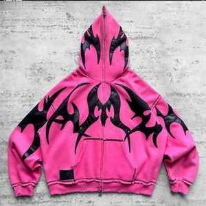 Qualité supérieure, modèle repoussé à la mode, motif squelette de poitrine, coupé-cousu, patchwork superposé, effet vieilli, crème et marron, en molleton de coton épais, style gothique, vente en gros - Product Image 4