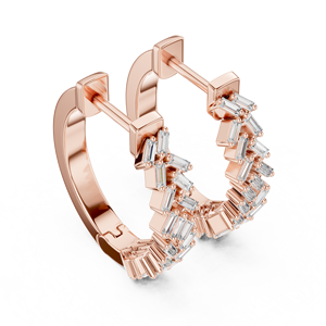 Juego de Aretes de Aro Únicos en Oro Rosa de 18K con Baño de Rodio y Diamantes Baguette Cultivados en Laboratorio, Certificados por IGI, para Uso Diario y Eventos Glamurosos - Product Image 2
