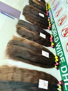 South Indian Remy Hair Extensions 100% Virgin Natural Color Light/Dark <b>Brown</b> Silky Straight Wave Glueless Double Drawn Baby Long - Product Image 2