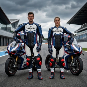 Combinaison de course en cuir personnalisée pour moto, équipement de protection pour motard, vêtements de motard pour la piste, en cuir de vachette, fabricant OEM - Product Image 1