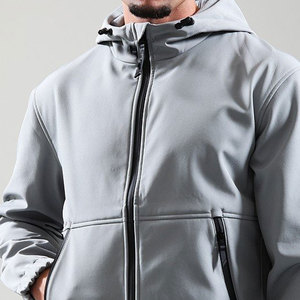 Chaqueta de Forro Polar con Capucha para Hombre, Color Gris, con Cierre de Cremallera, Resistente al Viento, Informal, para Otoño, Exterior de Poliéster, Corte Regular - Product Image 2
