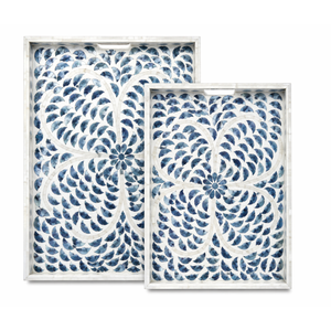 Plateau de service et de rangement multifonctionnel pliable, artisanal, en nacre incrustée, style bohème vintage, dimensions personnalisables - Product Image 1