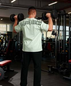 เสื้อยืดออกกำลังกายผู้ชายทรงโอเวอร์ไซส์ สีเขียวมิ้นท์ แขนสั้น ลายกราฟิกสไตล์โกธิค ทรงหลวม ใส่สบาย เหมาะสำหรับออกกำลังกายและสตรีทแวร์ - Product Image 6