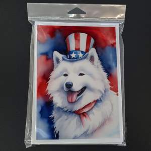 Samoyedo patriótico americano caprichoso A7 tarjetas de felicitación Paquete de 8 tarjetas de nota en blanco con sobres tamaño 5x7 - Product Image 3