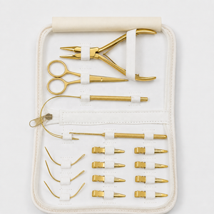 Kit d'outils de pose d'extensions capillaires préféré des coiffeurs : pinces métalliques, ciseaux, clips, ensemble d'installation et de retrait, couleur rose, outils faits à la main - Product Image 4