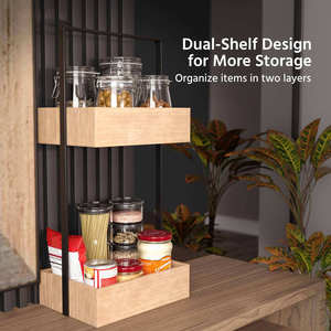 Unique Design Industrial Style Wooden Wall Shelf with Metal <b>Frame</b> for Bathroom Kitchen and Bedroom Use Available For Sale - Product Image 6