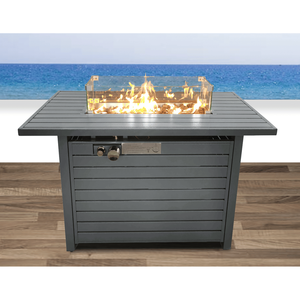 Tavolo da Esterno con Braciere a Propano in Acciaio 11 H X 42 L con Coperchio, Resistente ed Elegante per Intrattenimento all'Aperto - Product Image 2