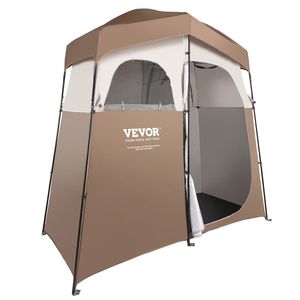 Tenda Doccia da Campeggio Oversize 210x107x210 cm con Tasche Superiori Rimovibili e Funzione Appendibile, 2 Stanze, Riparo Portatile per Esterni - Product Image 1