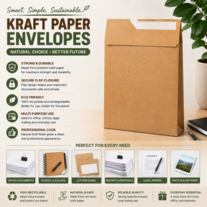 Enveloppe en papier kraft écologique, sac d'expédition recyclable, emballage pour documents, pour le bureau, l'école, les dossiers juridiques et l'envoi postal. - Product Image 5