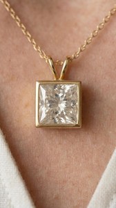 Collar con colgante de diamante de corte princesa de 3.00 quilates, cultivado en laboratorio, en oro de 14 quilates, ideal para uso diario, para novias, ¡muy vendido! - Product Image 3