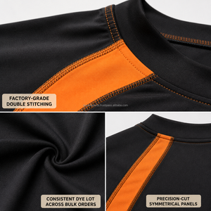 เสื้อคอมเพรสชั่นแขนยาวผู้ชาย สีดำ-ส้ม บล็อกสี ระบายอากาศได้ดี เป็นมิตรกับสิ่งแวดล้อม แห้งเร็ว ผ้ายืดสแปนเด็กซ์ โพลีเอสเตอร์ สำหรับออกกำลังกาย - Product Image 6