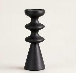 HASAN CRAFT Ensemble de 3 bougeoirs en bois faits à la main, écologiques, en forme de pilier tourné, avec forme personnalisée pour la décoration intérieure - Product Image 4