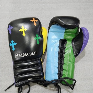 Gants de boxe en cuir véritable sur mesure noirs - Product Image 1
