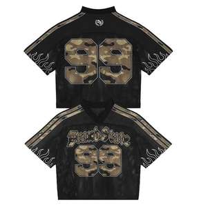 T-shirt unisexe d'été à coupe ample en maille style football américain, avec logo personnalisé, streetwear décontracté, impression rugby de haute qualité - Product Image 5