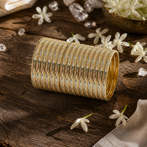 ORO-Z Three Tone Gold Plated CNC Diamond Cut Textured Ethnic <b>Bangles</b> for Women's Party Fashion OEM Customized Jewelry - Product Image 3