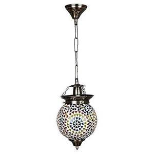 Lampe suspendue en verre mosaïque à motif floral multicolore, artisanale, décorative, pour la maison, le café, le restaurant - Product Image 4