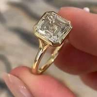 Cincin Pertunangan/Pernikahan/M Janji Mewah Berlian CVD Buatan Laboratorium Potongan Asscher/Square Emerald 3 CT Bersertifikat IGI Emas 14k