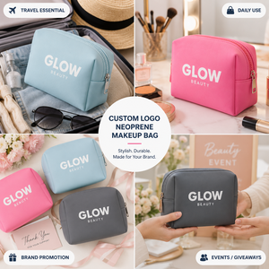 Custom Logo Printed Neoprene Cosmetic Bags Waterproof Makeup Pouch Travel Organizer for Beauty Brands - Product Image 5