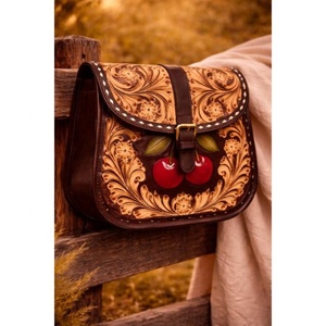 Bolso tote con flecos de piel de vaca, grabado artesanal, nuevo, 100% cuero genuino, elegante bolso tote de diseñador para mujer, multiusos - Product Image 3