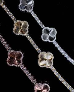 Luxury Women's 925 Silver 18K Gold Plated Rhodium Plated Moissanite Flower Chain <b>Bracelet</b> Trendy Everyday Wear Jewelry - Product Image 4