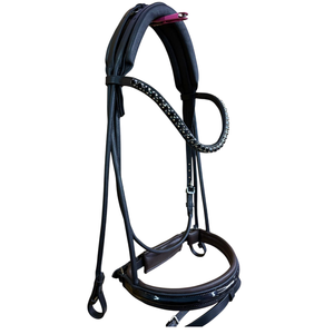 Brida de Doma Ecuestre de Cuero Enrollado de Primera Calidad con Diademas de Cristal y Narquileras Acolchadas Suaves, Equipo para Caballos - Product Image 6