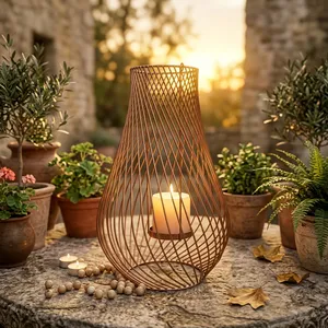 Artisan Design Handmade Wire <b>Lantern</b> Candle Holder Home Decoration Metal Cage Style Modern Model L925 - Product Image 2