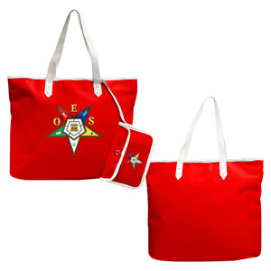 กระเป๋าโท้ทกันน้ำ OES Eastern Star Masonic สีแดงขาว พร้อมหูหิ้ว ซิปปิด ปักโลโก้ พร้อมกระเป๋าใบเล็กเข้าชุด แฟชั่นอุปกรณ์เสริมสำหรับการช้อปปิ้ง - Product Image 1