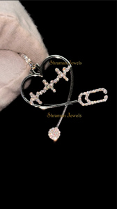 Collier élégant en or blanc massif 10 carats, serti de diamants, personnalisé, en forme de cœur, stéthoscope, collier de luxe, pendentifs délicats uniques, charmes en moissanite - Product Image 4