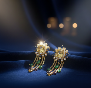 Pendientes de Piedra Verde Amarilla, Plata de Ley 925, Chapados en Oro de 18K, Hechos a Mano, Joyería Elegante, Regalo para Ella - Product Image 1