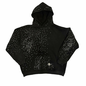Service OEM Personnalisé – Sweat à Capuche Tendance Hiver Homme de Haute Qualité, Uni, Coupe Oversize, Strass Scintillants, Tissu 100% Coton, Style Urbain - Product Image 3