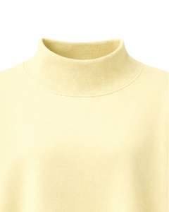 Sweat-shirt polaire surdimensionné personnalisé jaune clair pour femme, col montant, pull décontracté chaud d'hiver en coton et polyester, coupe ample et tendance - Product Image 5