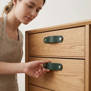 Modern Leather & Metal Drawer Cabinet <b>Knobs</b> & Pull Handles <b>for</b> <b>Dresser</b> Wardrobe Kitchen Bedroom Bathroom Living Room Home Office - Product Image 4