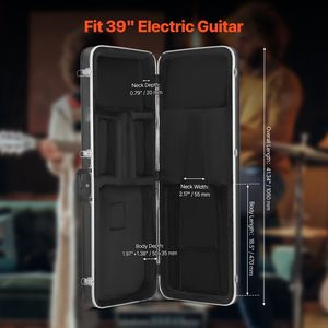 Custodia Rigida per Chitarra Elettrica con Chiusura a Chiave e Maniglia, 41.34 Rettangolare, Imbottitura in ABS, Fodera Morbida, Protezione per Strumento Musicale - Product Image 2