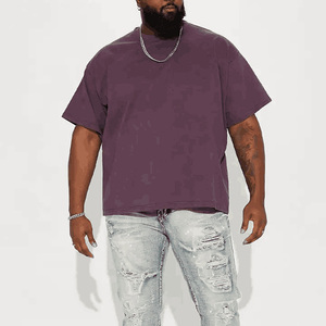 Camiseta de manga corta para hombre, de alta calidad, color liso, cuello redondo, informal, tejida, 100% algodón, corte regular, color morado, en oferta online. - Product Image 6