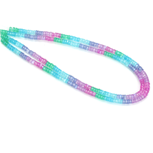 Cuentas Heishi de piedra lunar natural multicolor brillante con efecto arcoíris, en forma de neumático liso, cuentas de piedra lunar con efecto de sombra en forma de rueda, joyería al por mayor - Product Image 4