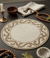 Chemin de table et set de table traditionnels de luxe, faits main en Inde, ornés de perles de rocaille, écologiques, pour hôtels, mariages, maison, motif floral