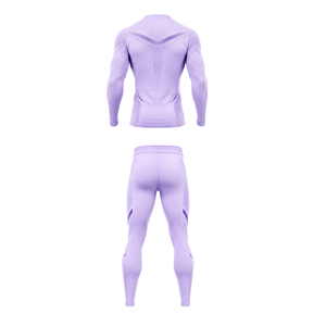 Ensemble de survêtement de compression pour hommes, haut à manches longues et leggings, haute élasticité, séchage rapide, pour l'athlétisme, la course et la gym, vente en gros - Product Image 3