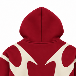 Red Contrast Panel <b>Zip</b> Up <b>Hoodie</b> Men Streetwear Full Zipper Long Sleeve Custom Casual Fleece Hooded Sweatshirt With <b>Pockets</b> - Product Image 4