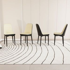 Ensemble de 4 chaises de salle à manger de style moderne, tissu en cuir PU de haute qualité avec coussins épais et doux, pieds en métal noir pour la maison et le bureau - Product Image 6