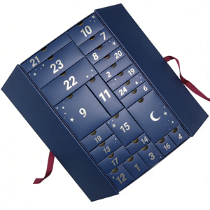 Calendario de Adviento Navideño, Caja de Cartón Reciclable con 24 Cajones, Acabado en Lámina Dorada, Diseño en Relieve para Regalos de Cosméticos y Belleza - Product Image 2