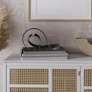 Sculpture abstraite créative en métal plaqué or poli, pièce d'art, accessoire de décoration intérieure pour salon, bureau, intérieur et extérieur, basse hauteur - Product Image 6