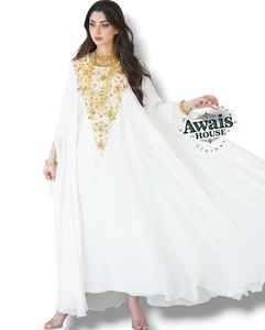 Robe de soirée AWAIS HOUSE Dubaï 2025 élégante et luxueuse en mousseline de soie perlée, coupe trapèze, longueur ras du sol, pour l'Aïd, service OEM, lavable - Product Image 4