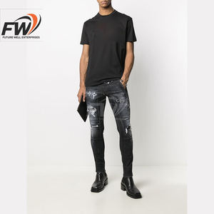 Jeans en denim évasé noir décontracté vintage de haute qualité en coton, taille basse, personnalisé, vente en gros OEM pour hommes - Product Image 2