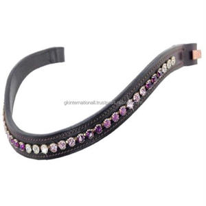Nueva llegada Top Trending acolchado cuero caballo ceja banda con incrustaciones de cristales coloridos cristal diamante cadena brida ceja banda - Product Image 1