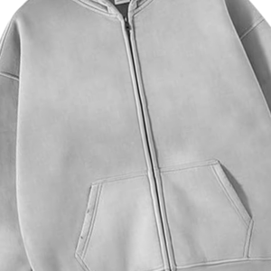 Sweat-shirt gris zippé pour homme, coupe oversize streetwear, en molleton de coton épais, épaules tombantes, uni, style vintage, coupe ample, personnalisable - Product Image 4